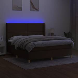 Box spring postel s matrací a LED tmavě hnědá 180x200 cm textil - obrázek 3