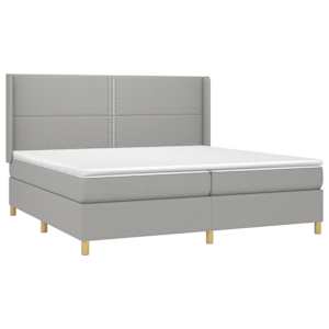 Box spring postel s matrací a LED světle šedá 200x200 cm textil - obrázek 4