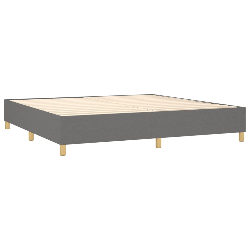 Box spring postelja z vzmetnico LED temno siva 200x200 cm blago