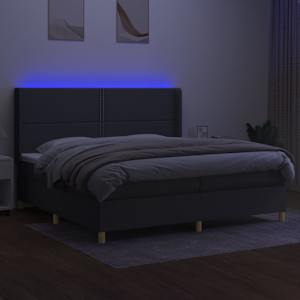 Box spring postel s matrací a LED tmavě šedá 200x200 cm textil - obrázek 3