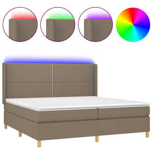Box spring postel s matrací a LED taupe 200x200 cm textil - obrázek 2