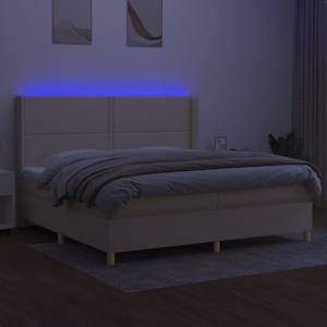 vidaXL Boxspring met matras en LED stof cr&egrave;mekleurig 200x200 cm