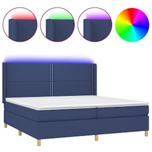 Box spring postel s matrací a LED modrá 200x200 cm textil - obrázek 2