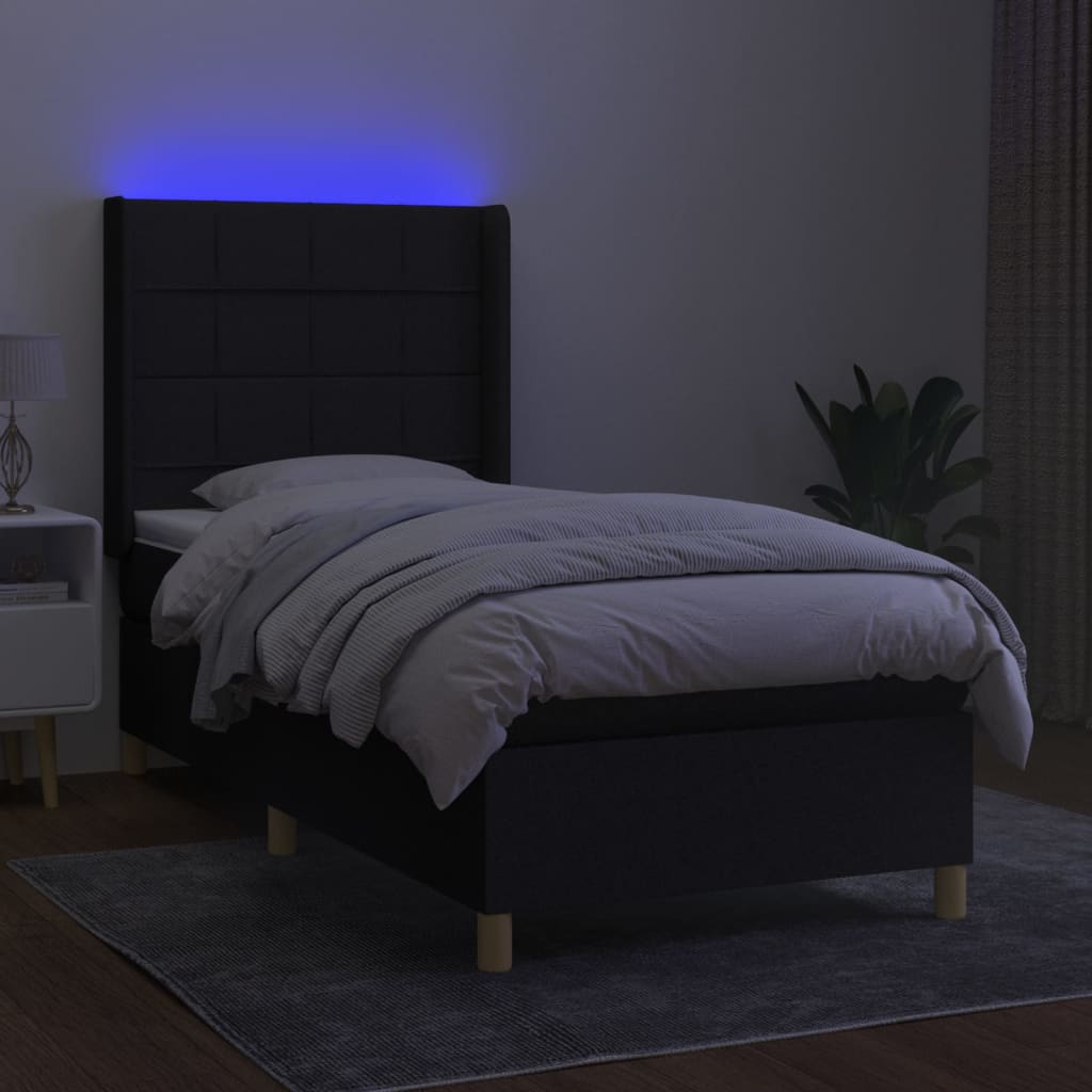 vidaXL Boxspring met matras en LED stof zwart 80x200 cm afbeelding