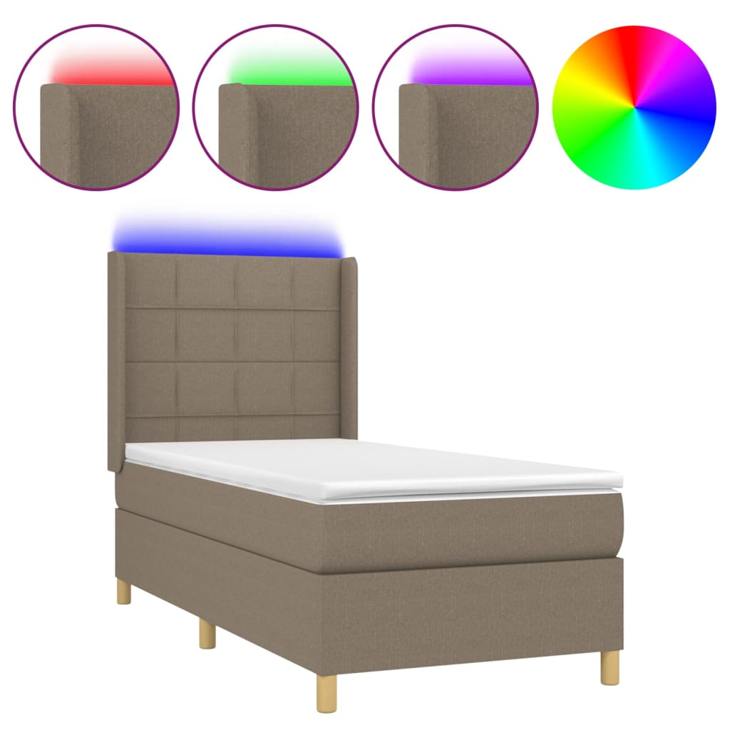 Thumbnail - vidaXL Boxspringbett mit Matratze & LED Taupe 80x200 cm Stoff
