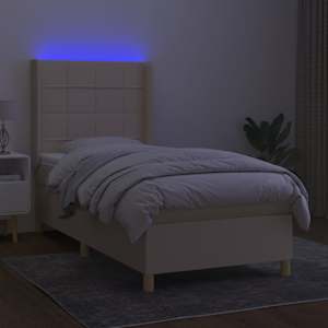 Box spring postel s matrací a LED krémová 80 x 200 cm textil - obrázek 3