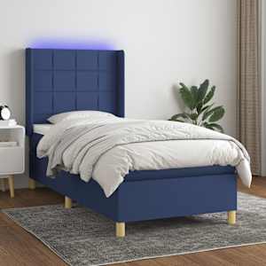 Box spring postel s matrací a LED modrá 80 x 200 cm textil - obrázek 1
