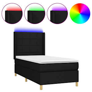 Box spring postel s matrací a LED černá 90x200 cm textil - obrázek 2