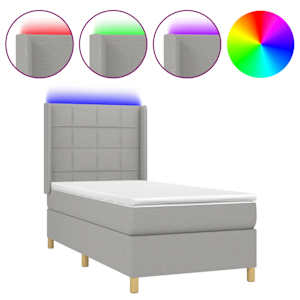 Box spring postel s matrací a LED světle šedá 100x200 cm textil - obrázek 2