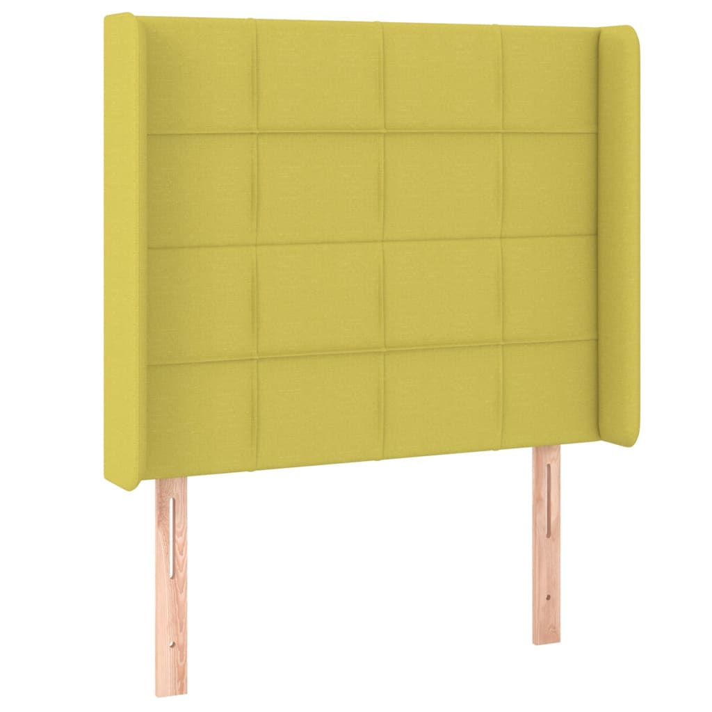 Pat cu arcuri, saltea și LED, verde, 100x200 cm, textil