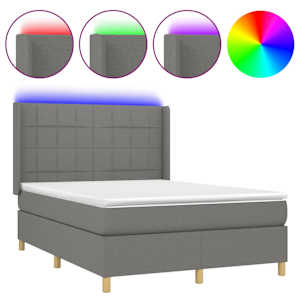 Box spring postel s matrací a LED tmavě šedá 140x190 cm textil - obrázek 2
