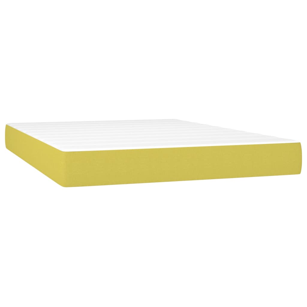Zöld szövet rugós és LED-es ágy matraccal 140x190 cm 