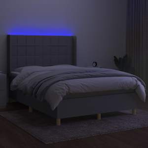Box spring postelja z vzmetnico LED sv. siva 140x200 cm blago - slika 3