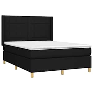 Box spring postelja z vzmetnico LED črna 140x200 cm blago - slika 4