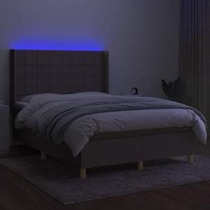Box spring postelja z vzmetnico LED taupe 140x200 cm blago - slika 3
