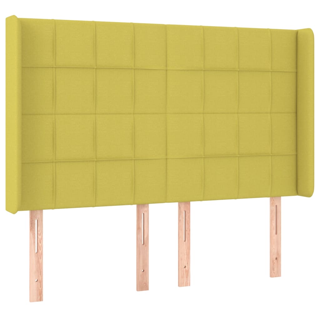 Zöld szövet rugós és LED-es ágy matraccal 140x200 cm 