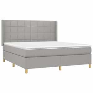 Box spring postelja z vzmetnico LED sv. siva 160x200 cm blago - slika 4