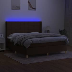 Box spring postel s matrací a LED tmavě hnědá 160x200 cm textil - obrázek 3