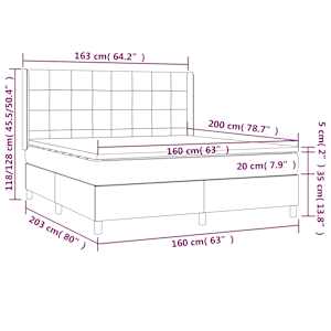Box spring postel s matrací a LED tmavě hnědá 160x200 cm textil - obrázek 8