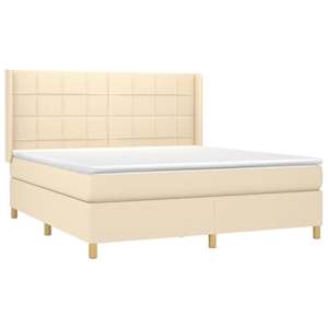 Box spring postel s matrací a LED krémová 160x200 cm textil - obrázek 4