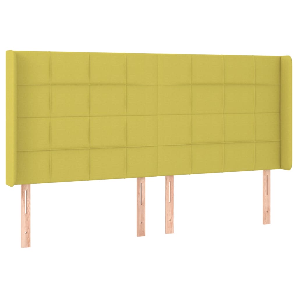 Zöld szövet rugós és LED-es ágy matraccal 160x200 cm 