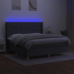 Box spring postelja z vzmetnico LED temno siva 180x200 cm blago - slika 3