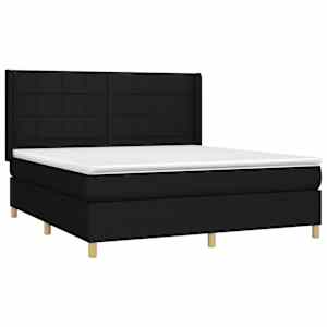 Box spring postel s matrací a LED černá 180x200 cm textil - obrázek 4