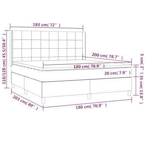Box spring postel s matrací a LED tmavě hnědá 180x200 cm textil - obrázek 8