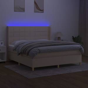Box spring postel s matrací a LED krémová 180x200 cm textil - obrázek 3