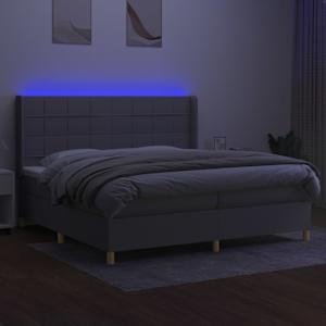 Box spring postel s matrací a LED světle šedá 200x200 cm textil - obrázek 3