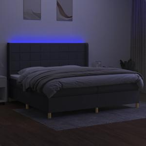 Box spring postel s matrací a LED tmavě šedá 200x200 cm textil - obrázek 3