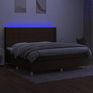 Box spring postel s matrací a LED tmavě hnědá 200x200 cm textil - obrázek 3