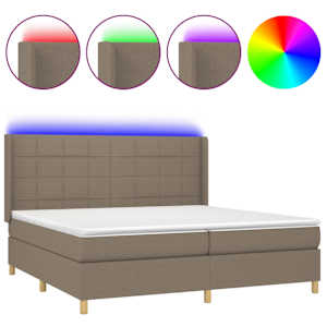 Box spring postel s matrací a LED taupe 200x200 cm textil - obrázek 2