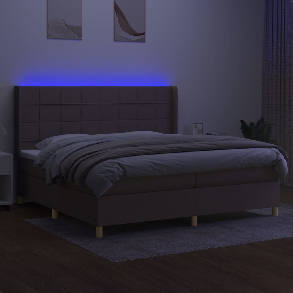 Thumbnail - vidaXL Boxspringbett mit Matratze & LED Taupe 200x200 cm Stoff