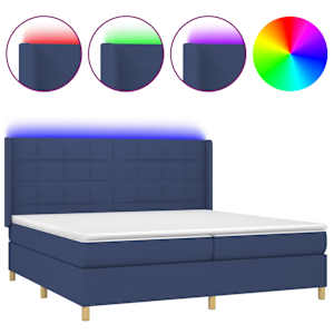 Box spring postel s matrací a LED modrá 200x200 cm textil - obrázek 2