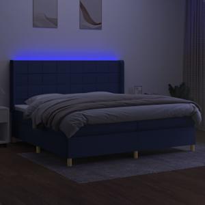 Box spring postel s matrací a LED modrá 200x200 cm textil - obrázek 3