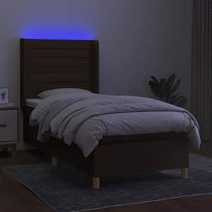 Box spring postel s matrací a LED tmavě hnědá 80x200 cm textil - obrázek 3