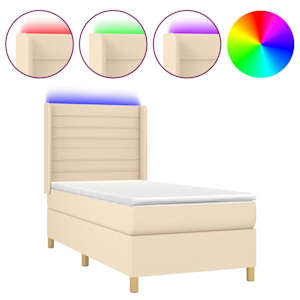 Box spring postel s matrací a LED krémová 80 x 200 cm textil - obrázek 2