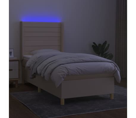 vidaXL Боксспринг легло с матрак и LED, кремаво, 80x200 см, плат