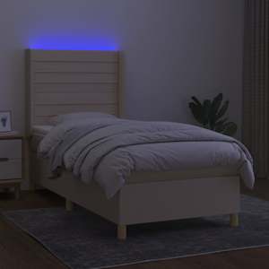 vidaXL Боксспринг легло с матрак и LED, кремаво, 80x200 см, плат