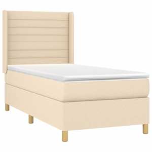 Box spring postel s matrací a LED krémová 90x190 cm textil - obrázek 4