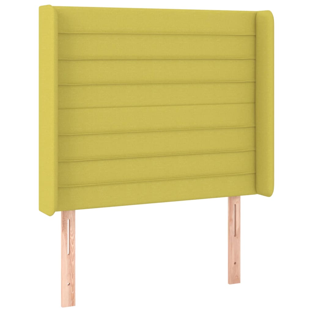 Zöld szövet rugós és LED-es ágy matraccal 90x190 cm 