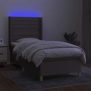 Box spring postelja z vzmetnico LED taupe 100x200 cm blago - slika 3