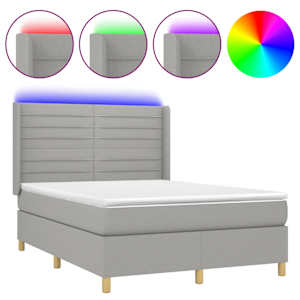 Box spring postel s matrací a LED světle šedá 140x190 cm textil - obrázek 2
