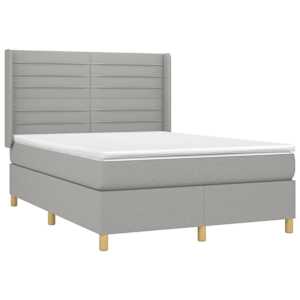 Box spring postel s matrací a LED světle šedá 140x190 cm textil - obrázek 4