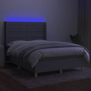 Box spring postelja z vzmetnico LED svetlo siva 140x190cm blago - slika 3