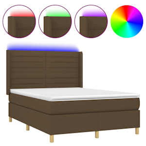 Box spring postel s matrací a LED tmavě hnědá 140x190 cm textil - obrázek 2