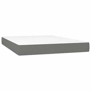 Box spring postelja z vzmetnico LED temno siva 140x200 cm blago - slika 6