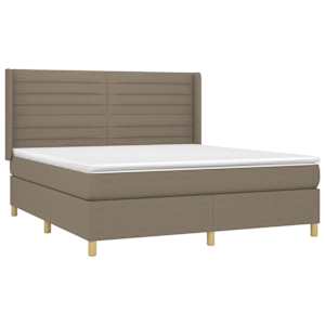 Box spring postelja z vzmetnico LED taupe 160x200 cm blago - slika 4