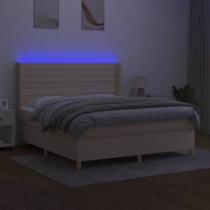Box spring postelja z vzmetnico LED krem 160x200 cm blago - slika 3
